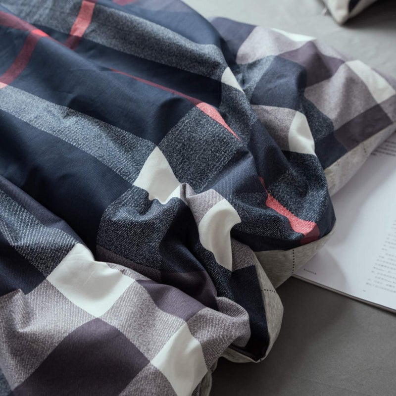 Houseri Navy Blue Plaid Comforter Sets Twin for Boys Deep Blue Buffalo Checkered Bed Sets Dark Color Grid Bedding Kids Teen Girls College Multicolor Checks Gingham Dorm Bedding Twin Size - Image 4